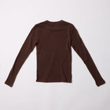 Mini Rib Long Sleeve Crew (Chocolate)