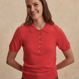 Toni Fine Knit Polo (Poinsettia)