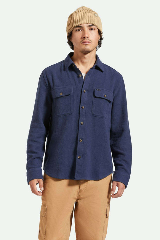 Bowery Textured Twill Overshirt (Washed Navy)