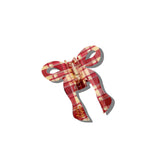 Coquette Bow Claw Hair Clip (Red Plaid)