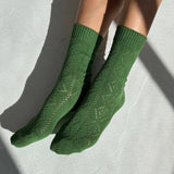 Modal Eyelet Socks (Palm Green)