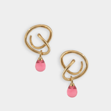 Maeva Earrings + Small Drop Charm: Ink / Sterling Silver