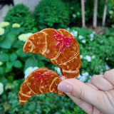 Hand-Painted Mini Bow Croissant Claw Hair Clip | Eco-Friendly