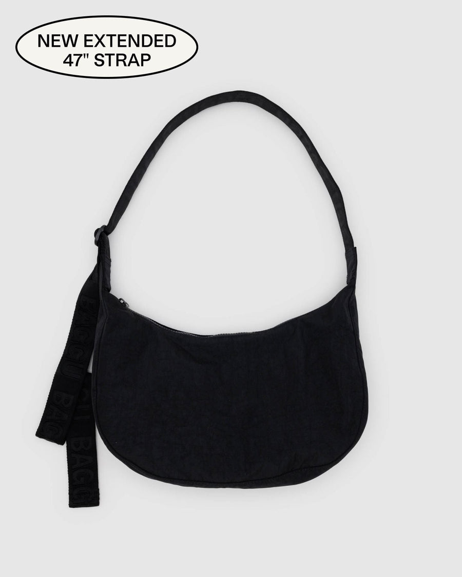 Medium Nylon Crescent Bag (Black)