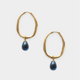 Romy Hoops + Small Drops: Hibiscus / Gold Plated Brass (1 micron), Glass