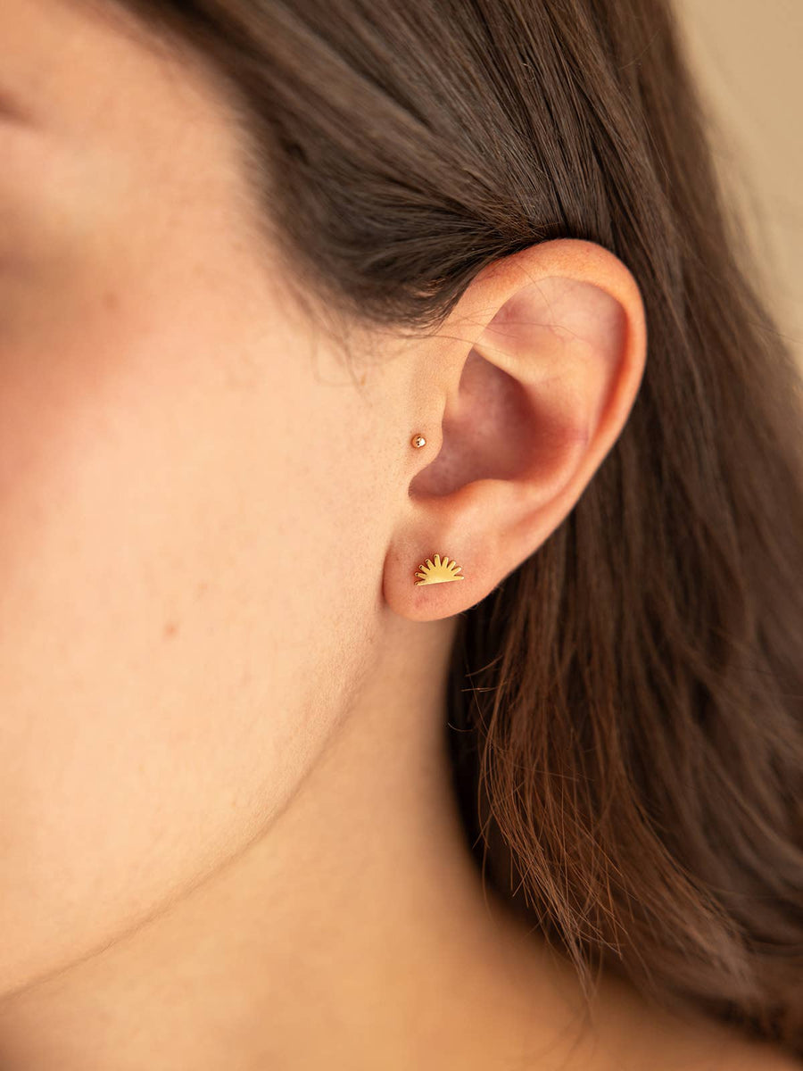 Yucca Plant Stud Earrings in Gold