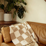 Tan & Cream - Heavyweight Checker Throw Blanket