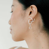 Maeva Earrings + Small Drop Charm: Ink / Sterling Silver