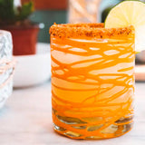 Mexican Handblown Glasses (Orange Swirl)