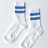 Her Varsity Socks (White Periwinkle)
