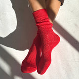 Modal Eyelet Socks (wholesale): Poppy Red