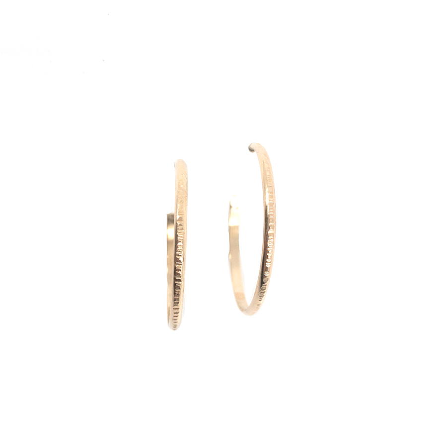 Textured Lines Hoop Earrings Gold Filled Earring: Sterling Silver