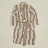 Simple Striped Terry Bathrobe (Ivory/Flax)