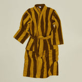Simple Striped Terry Bathrobe (Mustard/Bronze)
