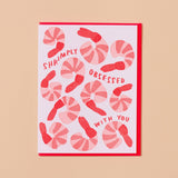 Shrimply Obsessed With You Letterpress Love Card Foodie Snacks Shrimp Cocktail Spring Easter- Made in USA