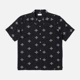 Black Embroidered Diamond Camp Shirt