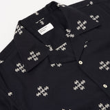 Black Embroidered Diamond Camp Shirt