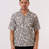 Black Kantha Flower Road Shirt