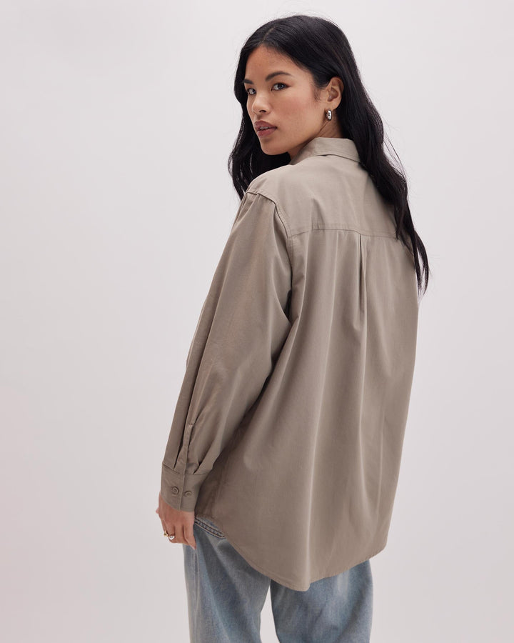 Venice Button Up Shirt (Warm Grey)