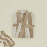 Simple Striped Terry Bathrobe (Ivory/Flax)