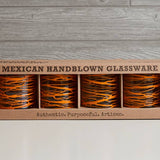 Mexican Handblown Glasses (Orange Swirl)