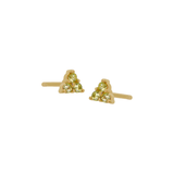 Trio Apple Green CZ Stud Earrings in Gold