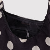 Mini Nylon Shoulder Bag (Black & Cream Polkadots)