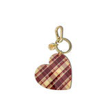 Hand-painted Heart Bag charm + Keychain - Limited Edition: Red Plaid