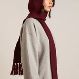 Tassel Hooded Scarf (Burgundy)