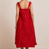 Elina Midi Dress (Red Taffeta)