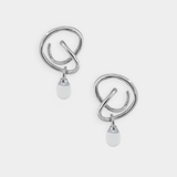 Maeva Earrings + Small Drop Charm: Ink / Sterling Silver