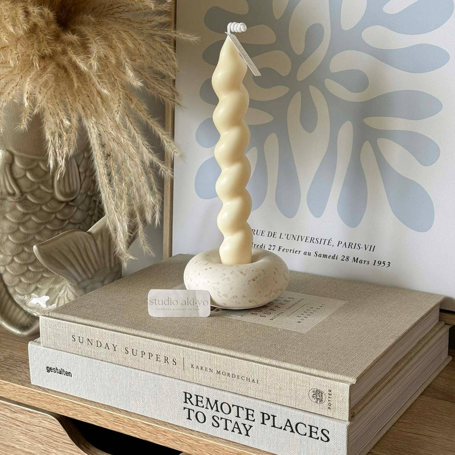 Minimalist Terrazzo Taper Candle Holder | Candlestick Holder: Terrazzo