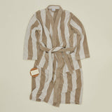 Simple Striped Terry Bathrobe (Ivory/Flax)