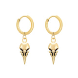 Bird Skull Earrings (Rhodium Plated)