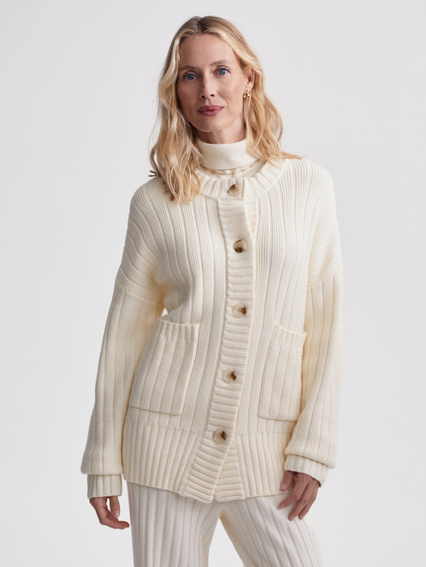 Pensdale Relaxed Knit Cardigan (Egret)