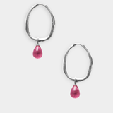 Romy Hoops + Small Drops: Hibiscus / Gold Plated Brass (1 micron), Glass