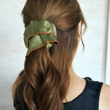 "Maxi Flower" Double-Layer Oversized Silk Scrunchie - Martini Olive: Martini Olive