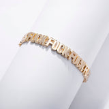 14k gold plate Fuck Fuck Fuck Chain Link Bracelet (SM + Med): Gold / Medium