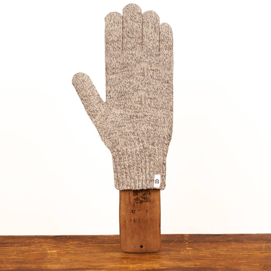 Oatmeal Melange Ragg Wool Full Glove With Or Without Deer: No Deer / Large