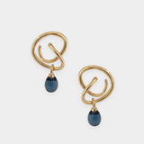 Maeva Earrings + Small Drop Charm: Ink / Sterling Silver