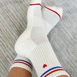 Embroidered Boyfriend Socks (Parchment + Heart)