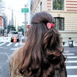 Mini Paisley Heart Claw Hair Clip (Red)