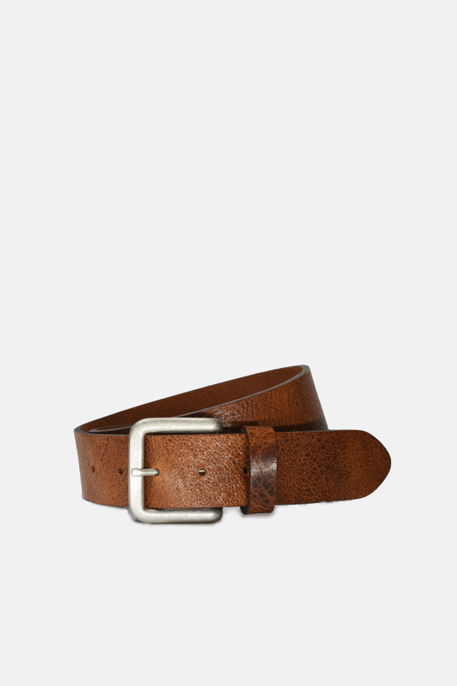 Wide Cognac Brown Leather with Silver Buckle Belt