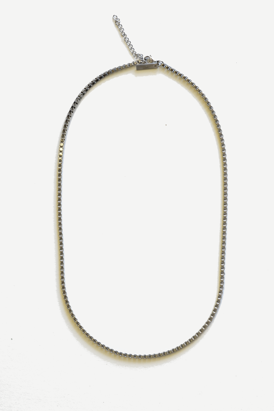 2mm Boxed Chain Necklace: Silver Stainless Steel