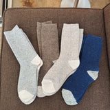 Wool Waffled Socks (Denim / Stone)