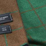 Brushed Silk Window-Pane Scarf (Brown/Green)