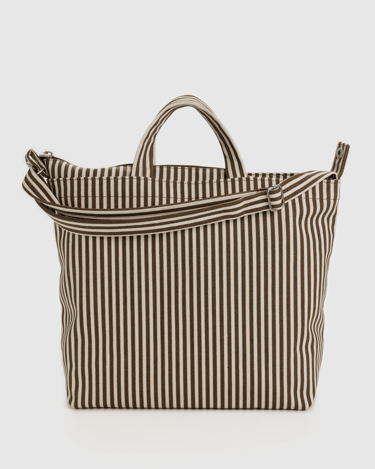 Horizontal Zip Duck Bag (Brown Stripe)