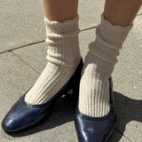 Linen Scallop Socks (Natural)