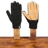 Black Melange Ragg Wool Full Glove With or Without Deer: No Deer / Medium