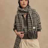 Lindsey Check Knit Scarf (Charcoal Marl)